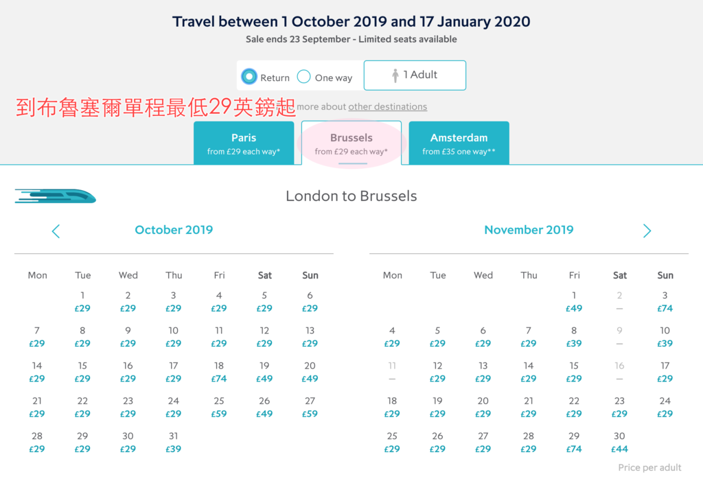 [旅遊] 2019歐洲之星秋季特惠．倫敦到巴黎、布魯塞爾、鹿特丹跟阿姆斯特丹最低 £29起 @莉芙小姐愛旅遊
